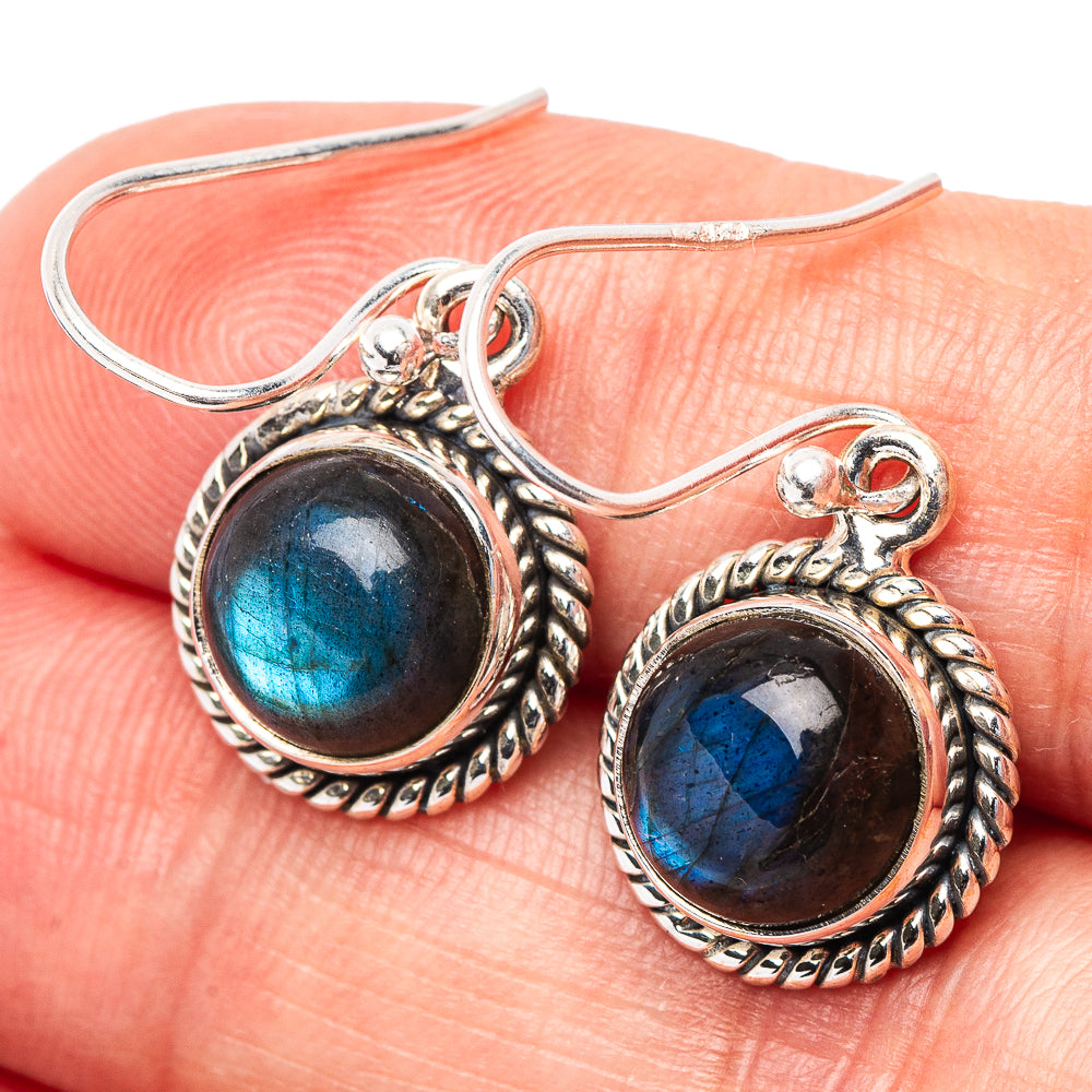 Labradorite Earrings 1 1/8" (.925 Sterling Silver)