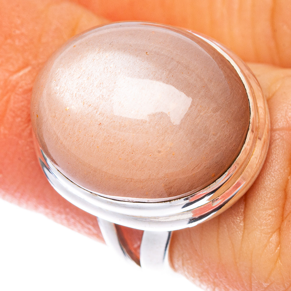 Peach Moonstone Ring Size 4.75 (925 Sterling Silver) R1455
