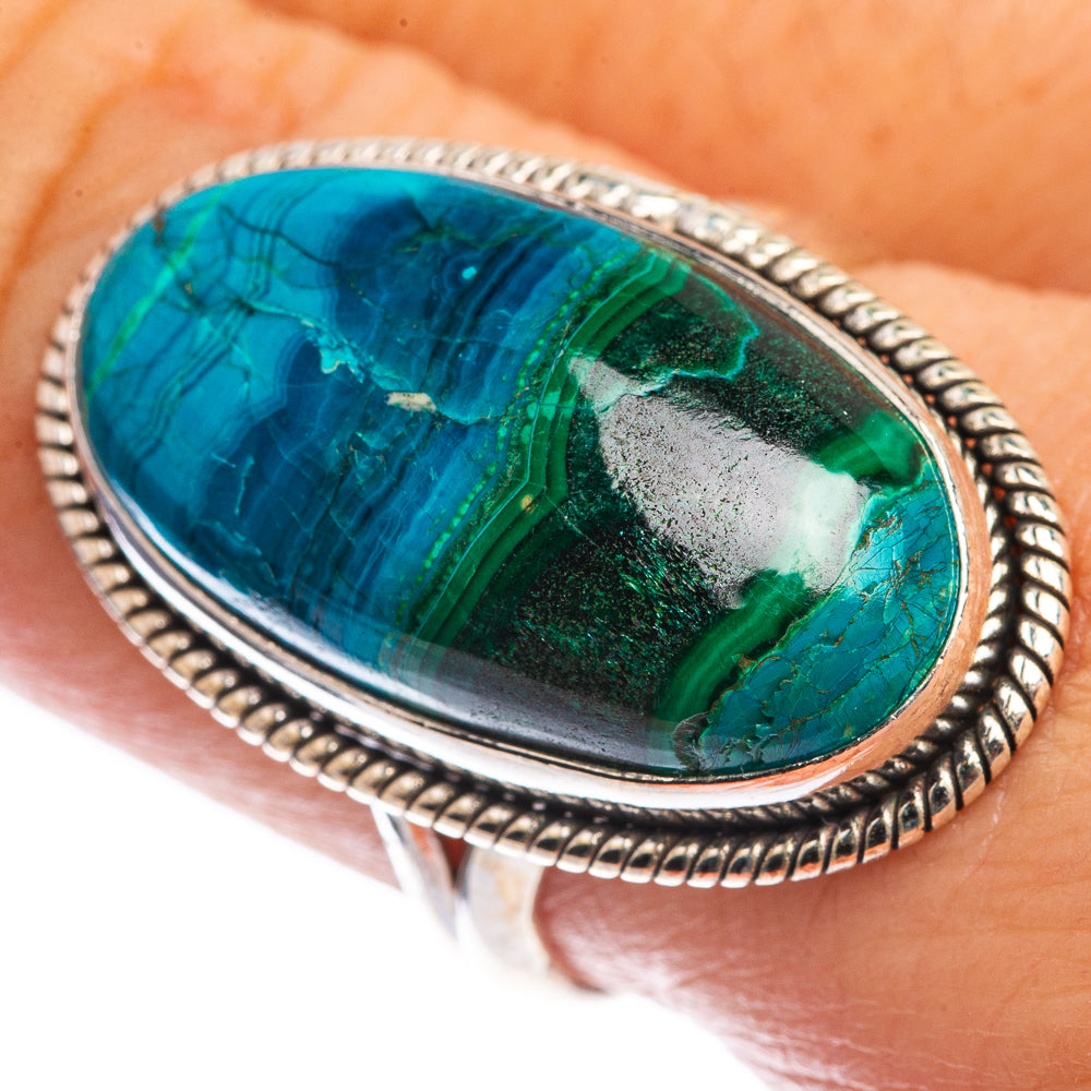 Malachite In Chrysocolla Ring Size 8.5 (925 Sterling Silver) RING143278