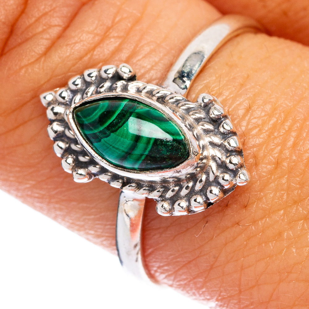 Malachite Dainty Ring Size 9 (925 Sterling Silver) R145497
