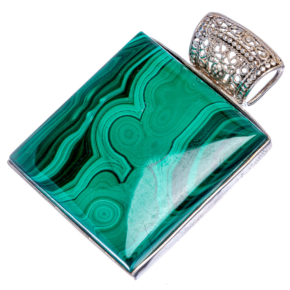 Large Malachite 2" Pendant (925 Sterling Silver) P40017