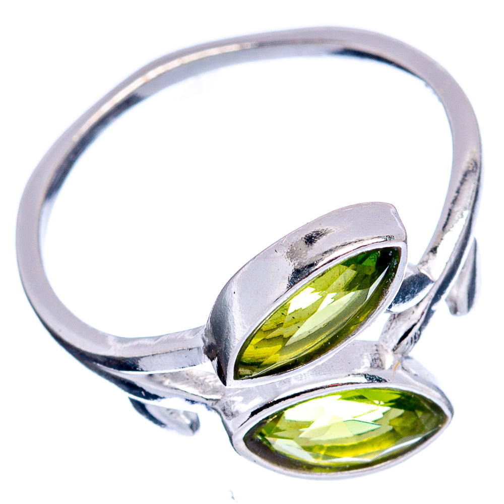 Peridot Leaf Dainty Ring Size 6 (.925 Sterling Silver)
