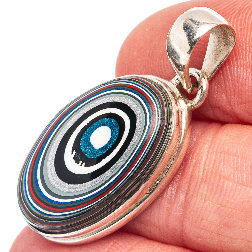 Fordite Pendant 1 3/8" (.925 Sterling Silver)