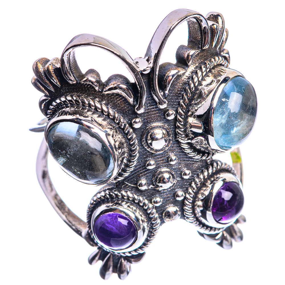 Large Aquamarine, Amethyst 925 Sterling Silver Ring Size 9.5