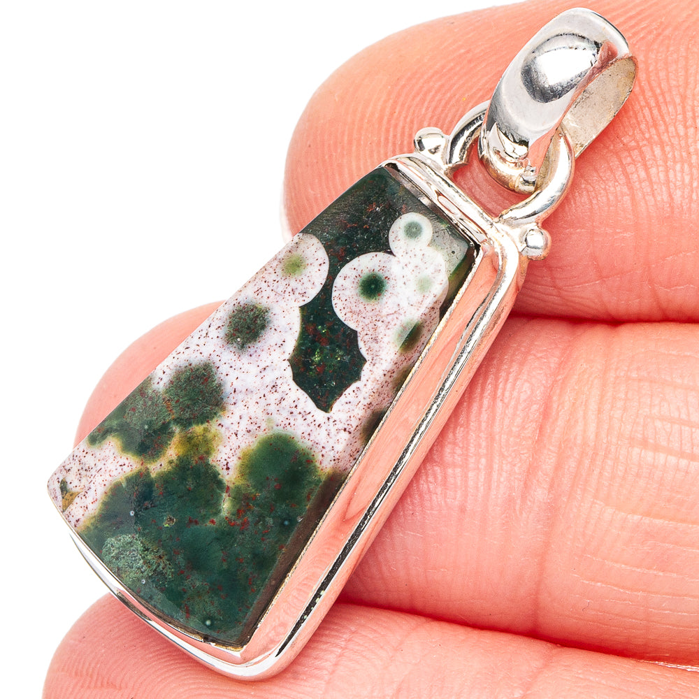 Ocean Jasper Pendant 1 3/8" (.925 Sterling Silver)