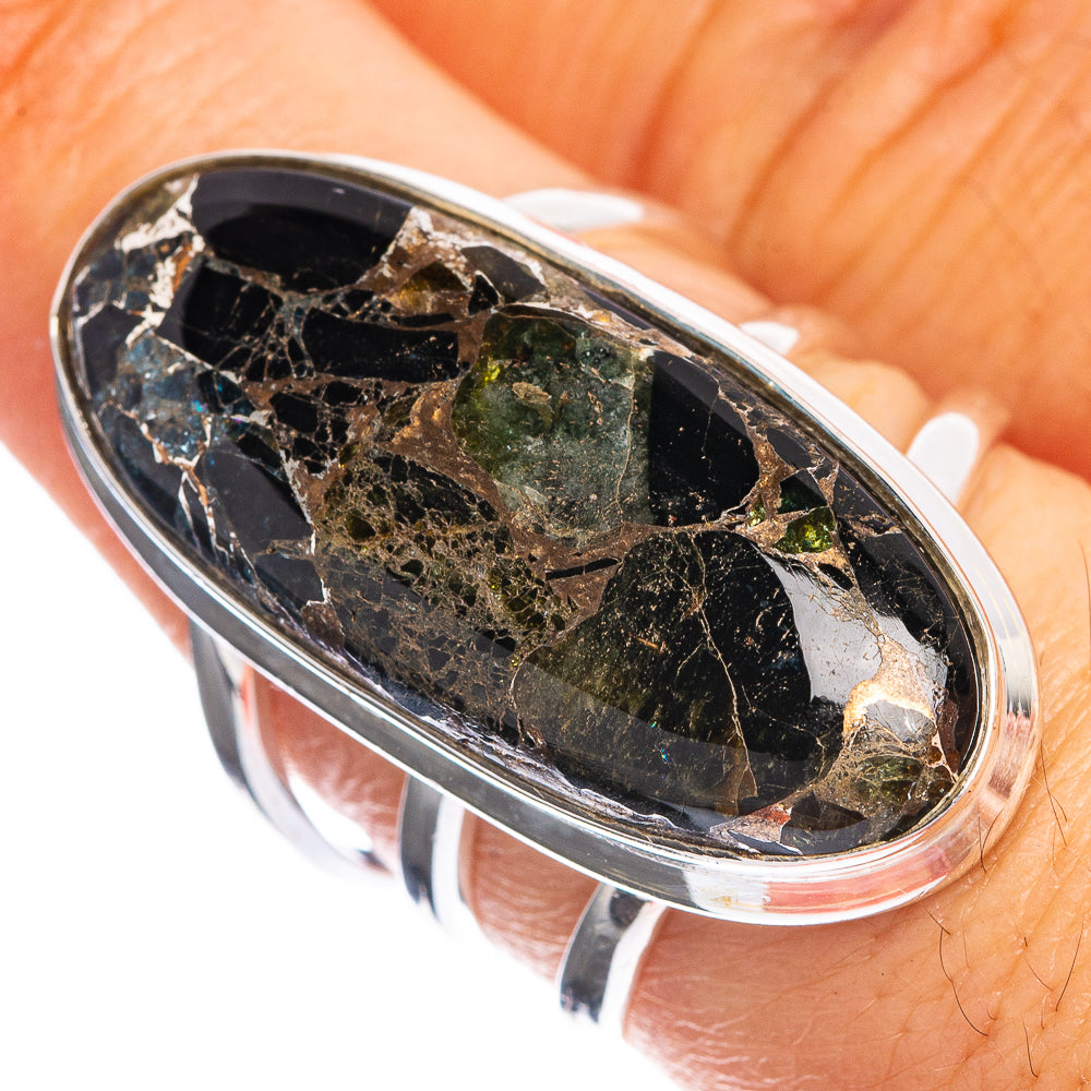 Large Copper Black Onyx Ring Size 7.75 (925 Sterling Silver) R144326