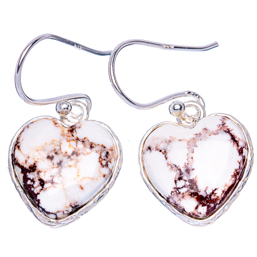 Wild Horse Jasper Heart Earrings 1 1/8" (925 Sterling Silver) E1247