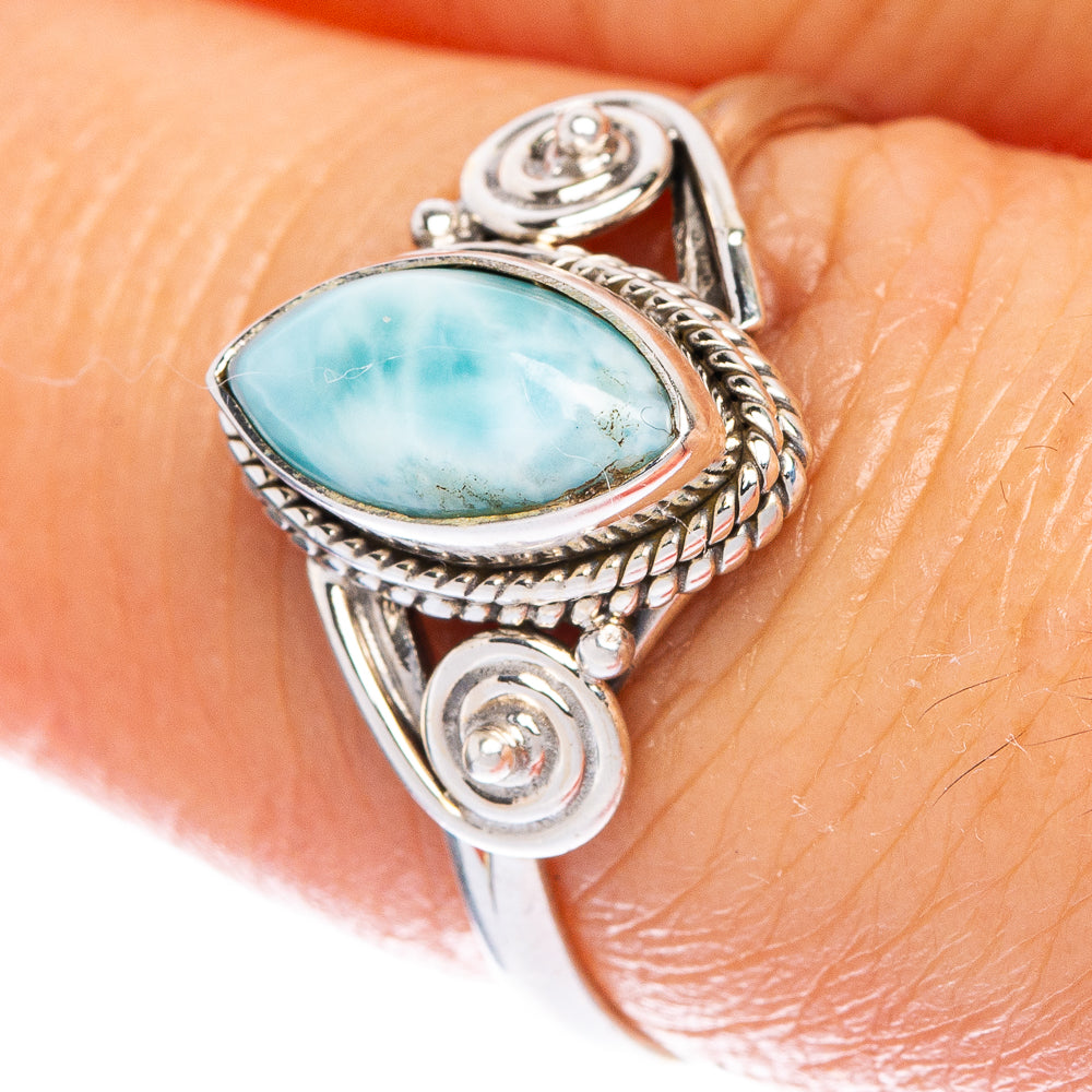 Larimar Dainty Ring Size 7.5 (925 Sterling Silver) R1007