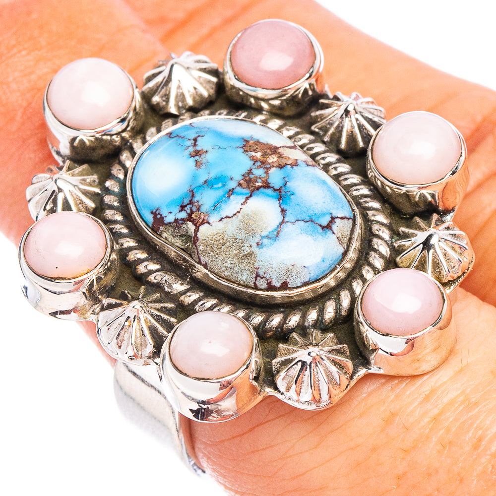 Golden Hills Turquoise Native Style, Pink Opal Ring Size 6 Adjustable (.925 Sterling Silver) Exclusive