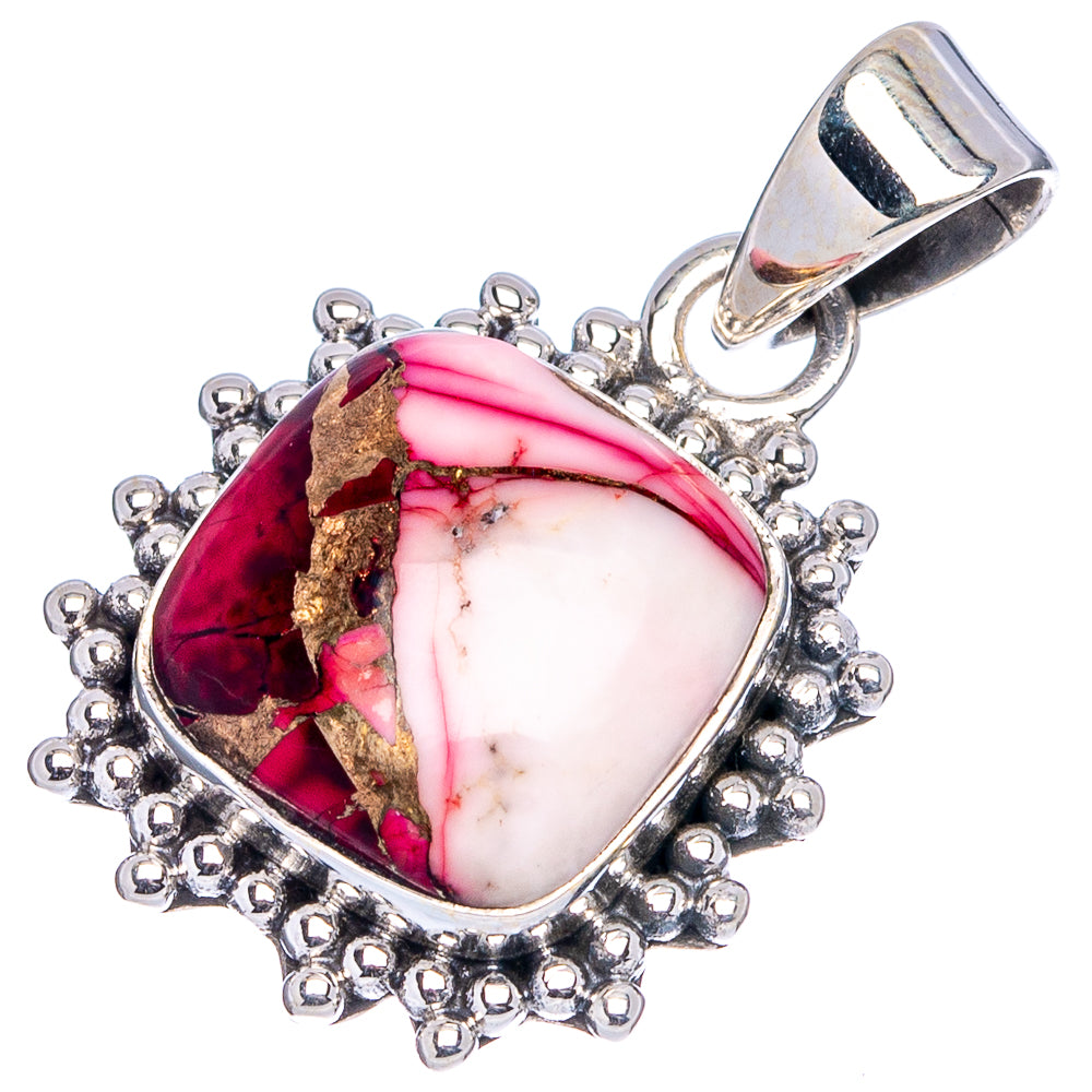 Red Dahlia Mohave Turquoise Pendant 1 1/8" (.925 Sterling Silver)