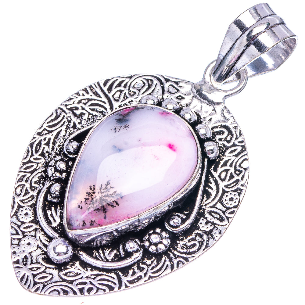 Pink Dendritic Opal Pendant 2 1/8" (German Silver)