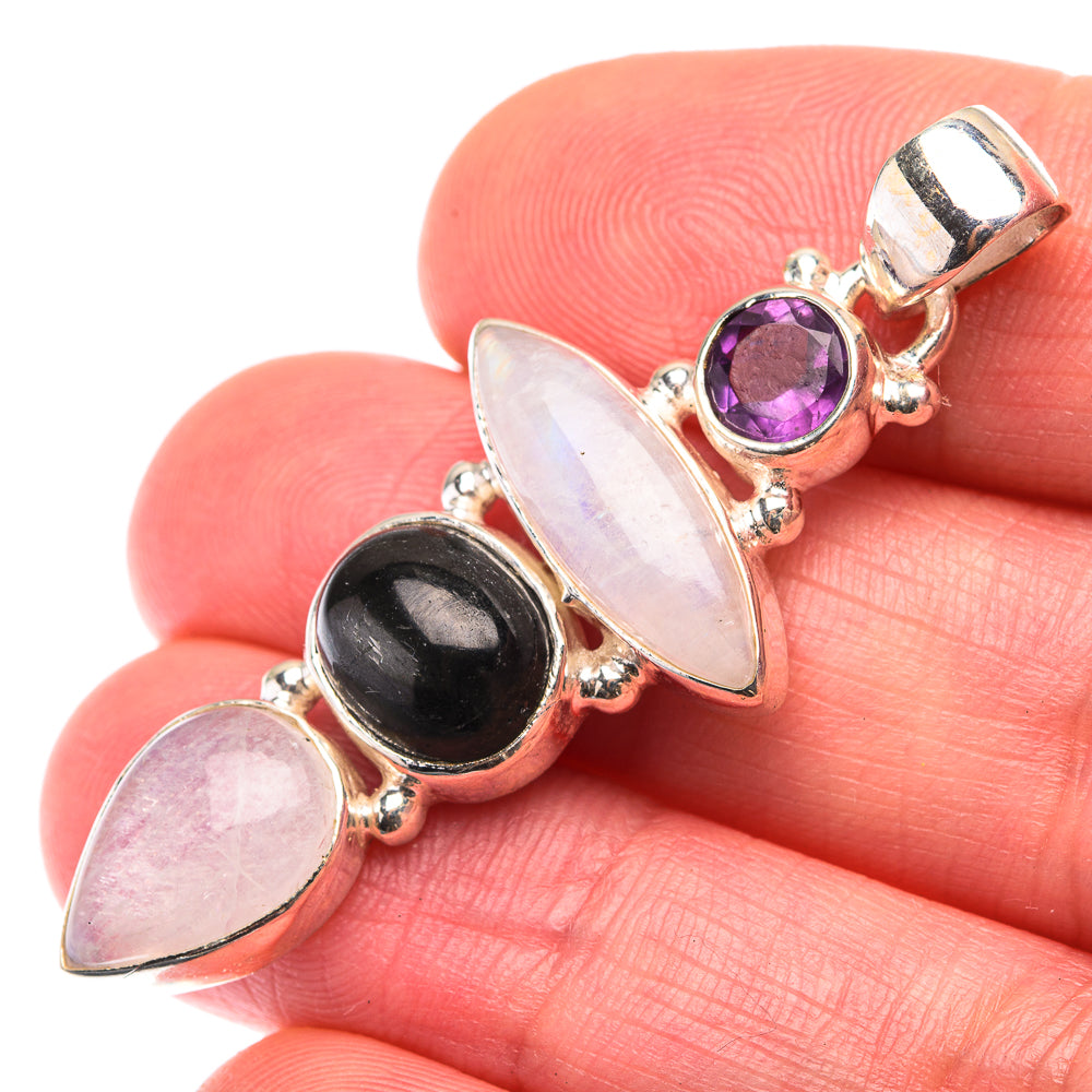 Rainbow Moonstone, Star Diopside, Amethyst Pendant 1 7/8" (925 Sterling Silver) PD38497