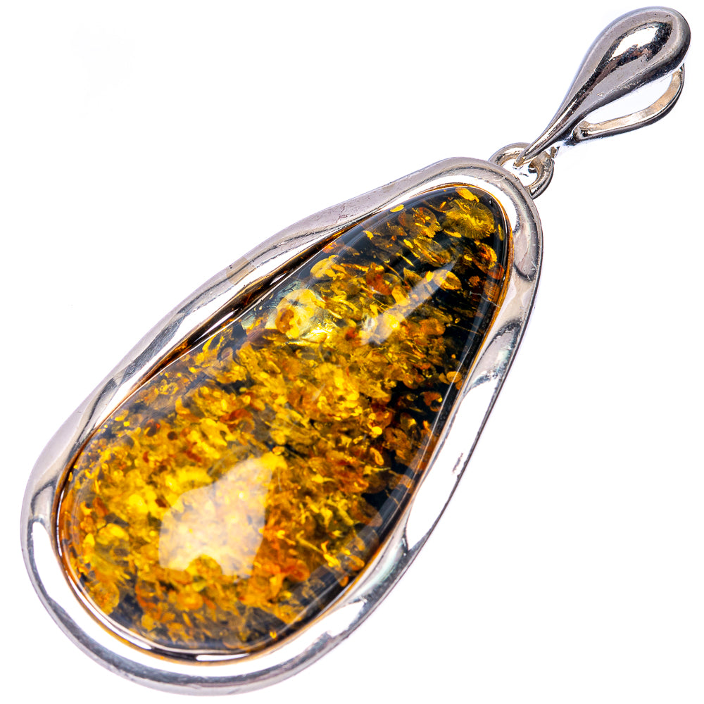 Anasilvercos Baltic Amber Pendant 2 1/2" (925 Sterlnig Silver)