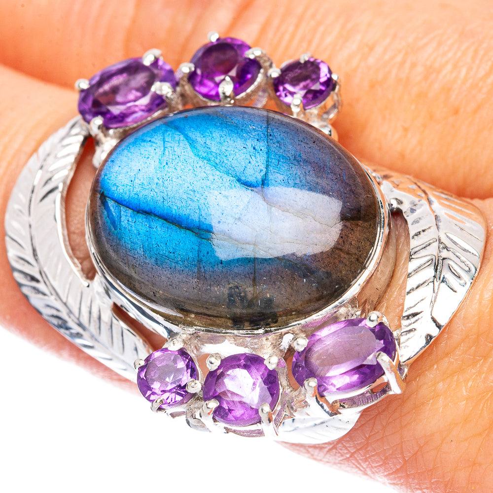 Signature Labradorite, Amethyst Ring Size 7.25 (925 Sterling Silver) R2558