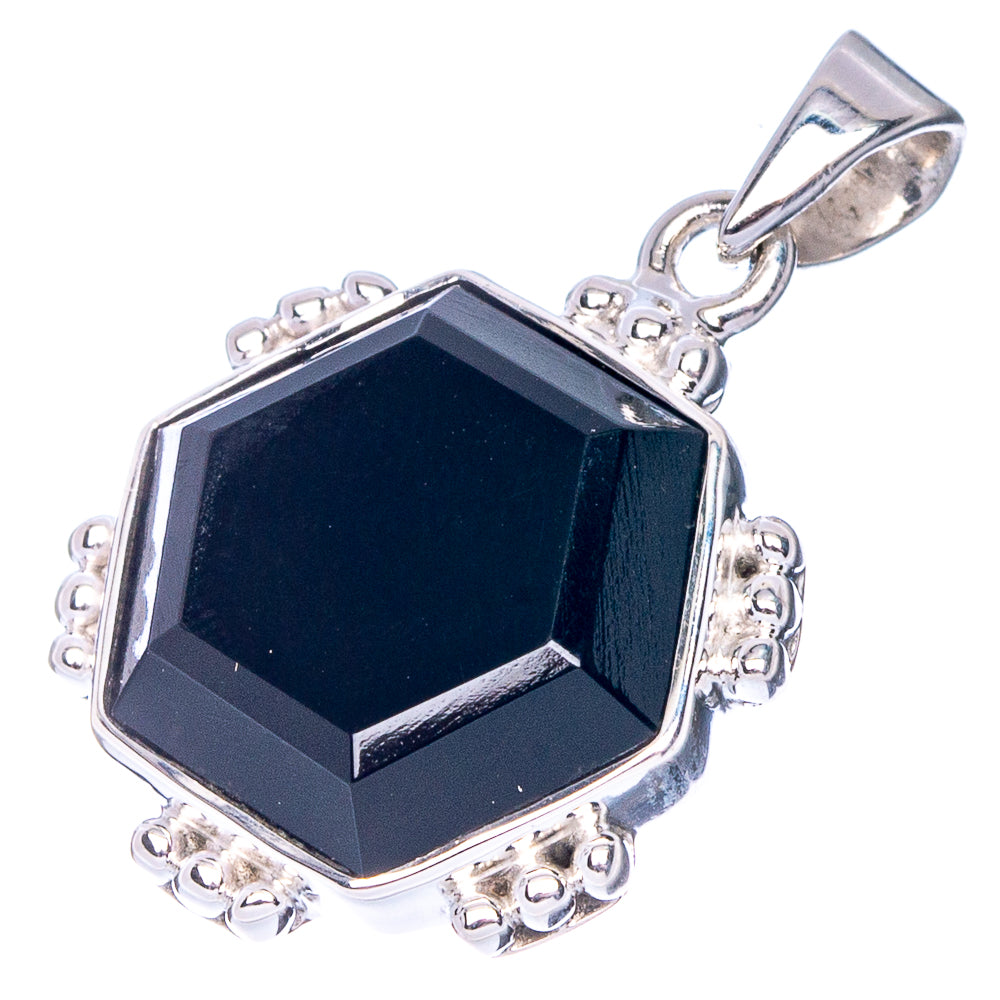Premium Black Onyx Pendant 1 1/8" (925 Sterling Silver) P41162