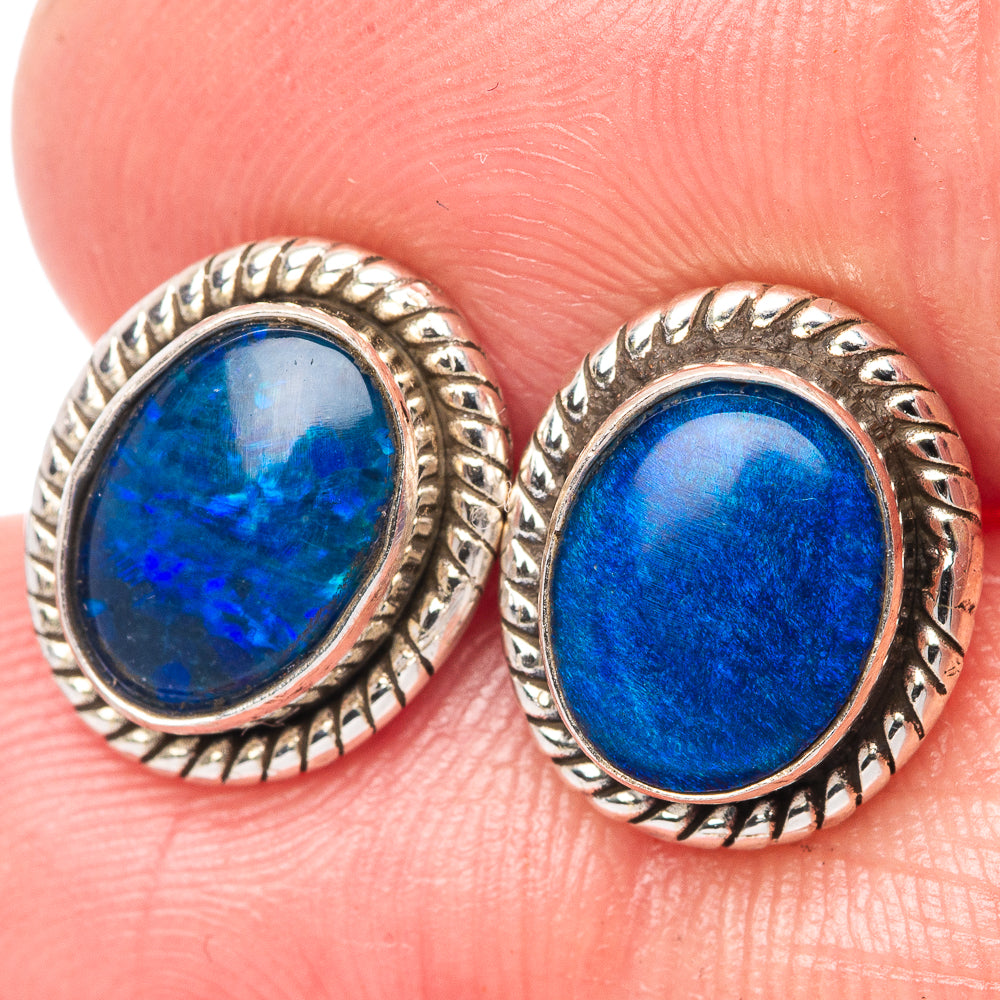 Rare Triple Opal Earrings 1/2" (925 Sterling Silver) E1500
