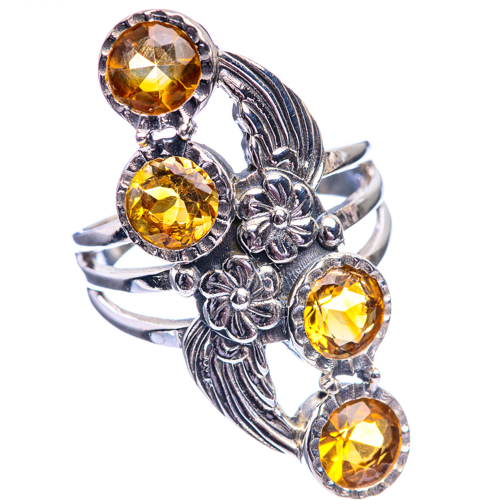Faceted Citrine Ring Size 8.5 (925 Sterling Silver) R142009