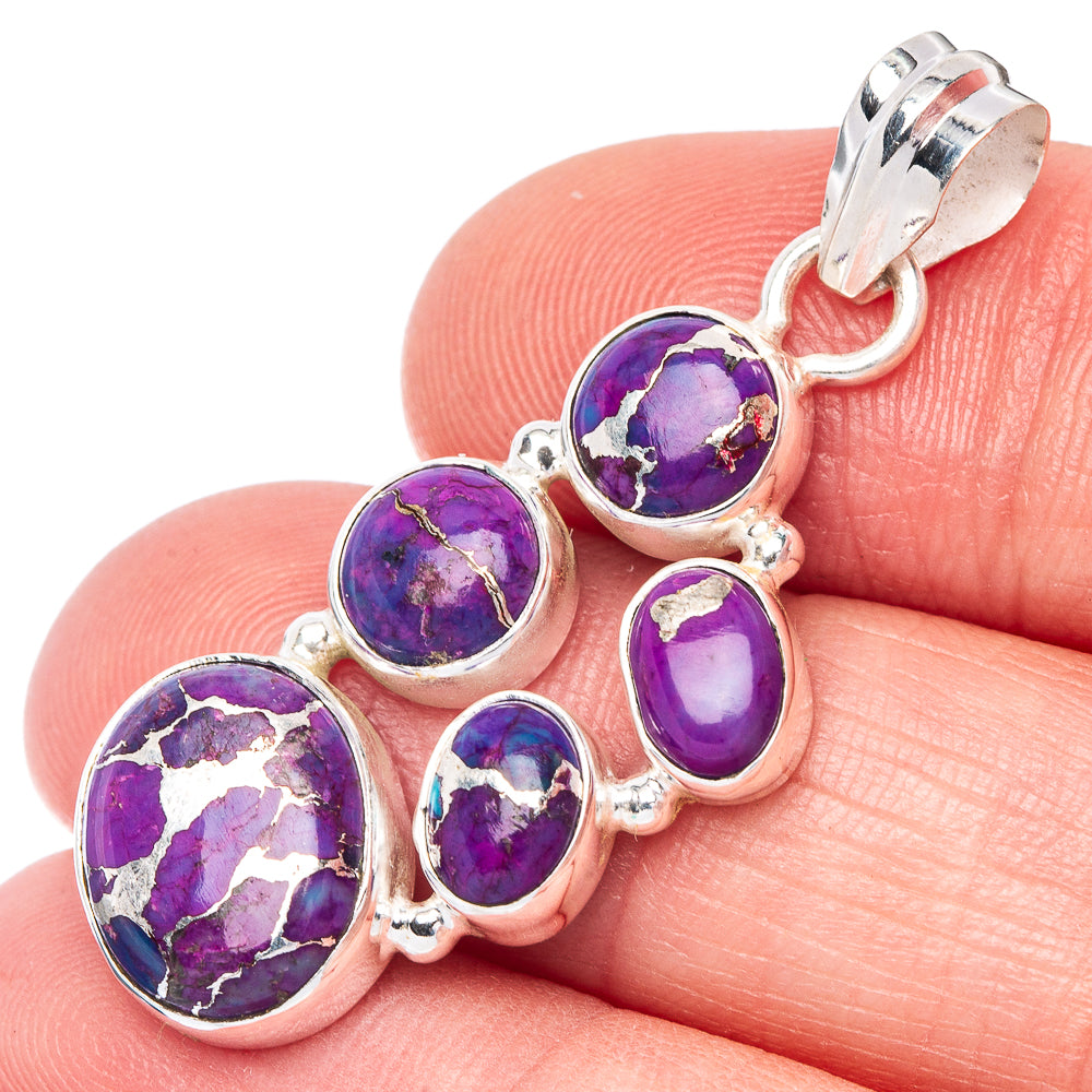 Purple Copper Composite Turquoise Pendant 1 5/8" (925 Sterling Silver) P40999