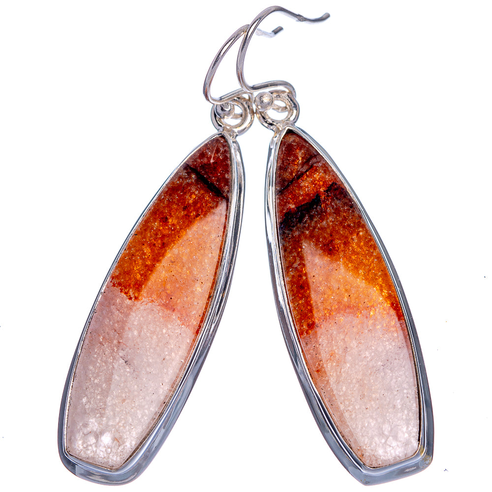 Sunstone Earrings 2 1/8" (925 Sterling Silver) E433015
