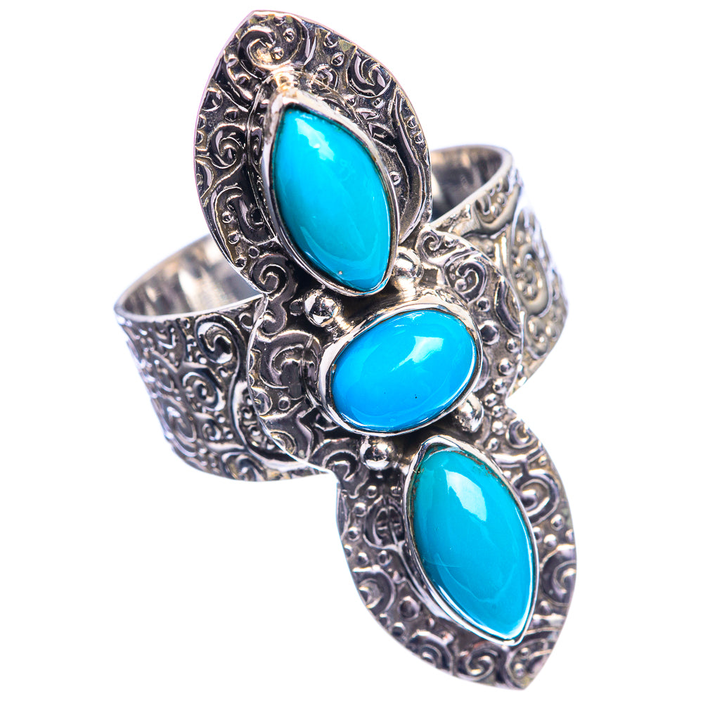 Large Sleeping Beauty Turquoise 925 Sterling Silver Ring Size 8.75