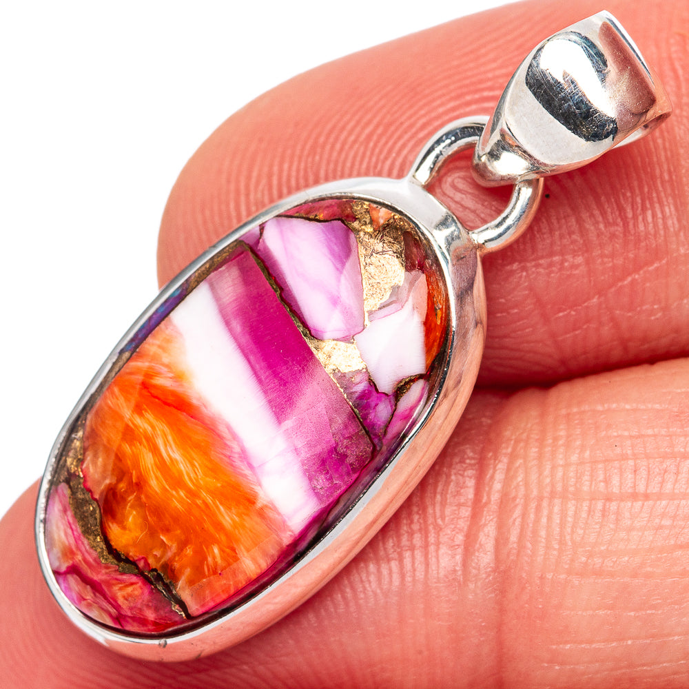 Kingman Pink Dahlia Turquoise Pendants 1 3/8" (925 Sterling Silver) P42376