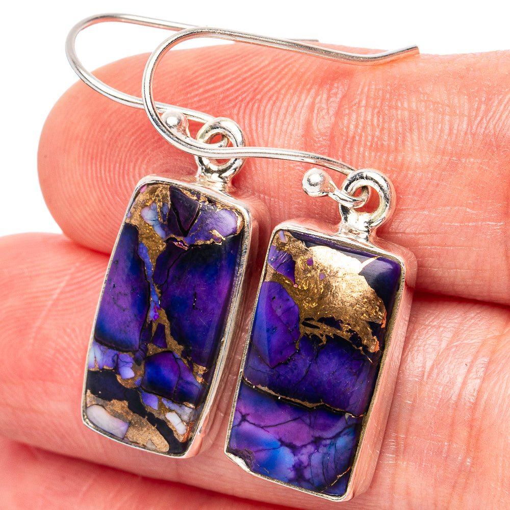 Purple Dahlia Turquoise Earrings 1 1/2" (925 Sterling Silver) E2778