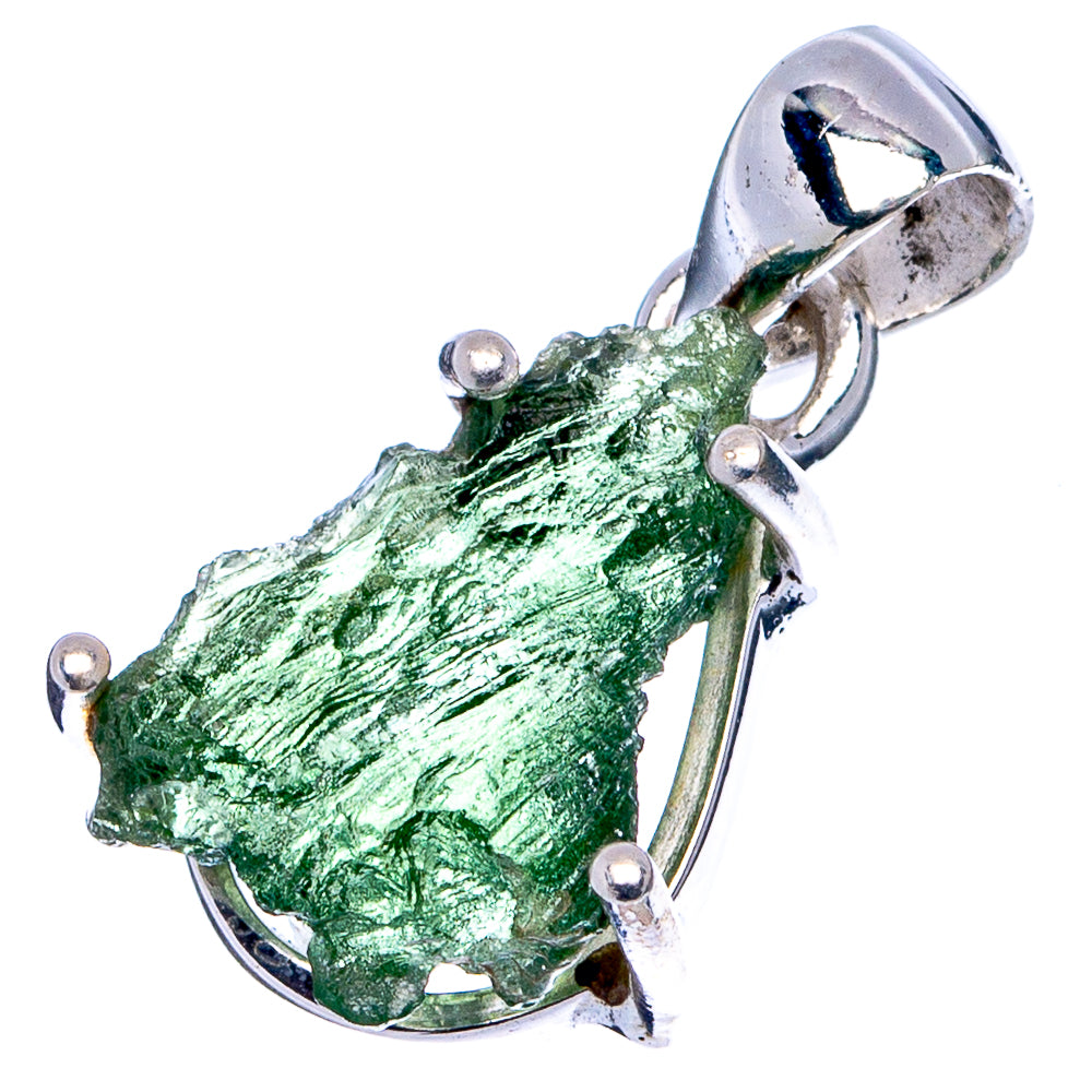 Rare Raw Moldavite Pendant 7/8" (.925 Sterling Silver)