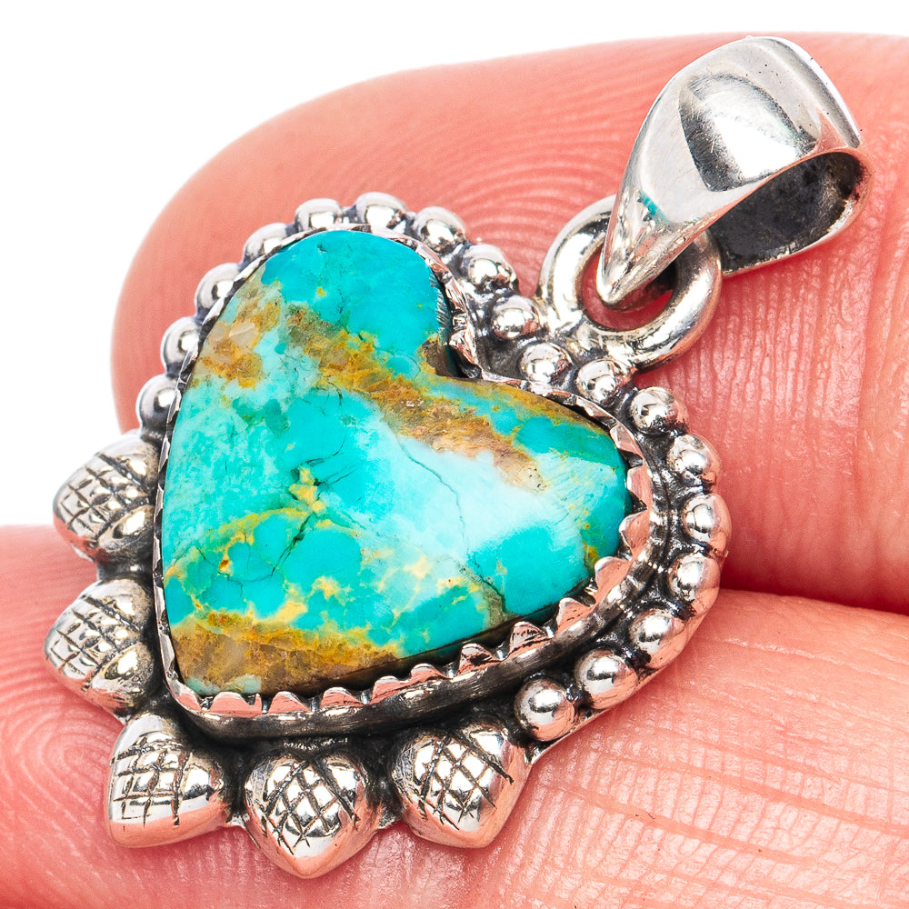 Rare Arizona Turquoise Pendant 1 1/8" (925 Sterling Silver) P42013