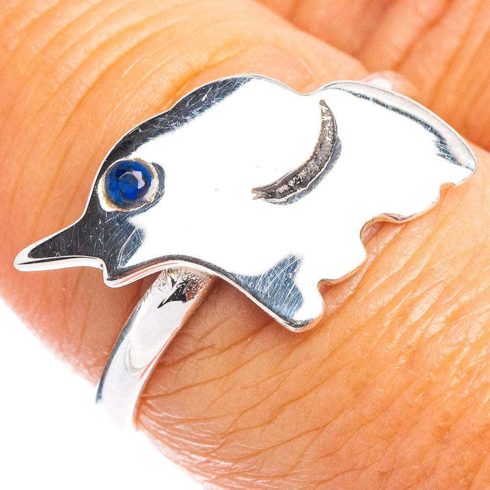 Blue Quartz Elephant Dainty Ring Size 7.75 (.925 Sterling Silver)