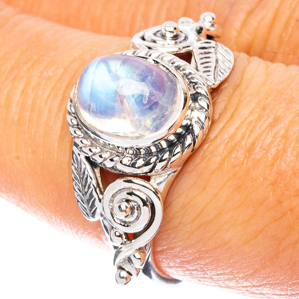 Premium Rainbow Moonstone Ring Size 8 (925 Sterling Silver) R8018