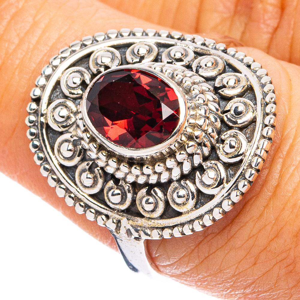 Garnet Ring Size 8 (925 Sterling Silver) R8233