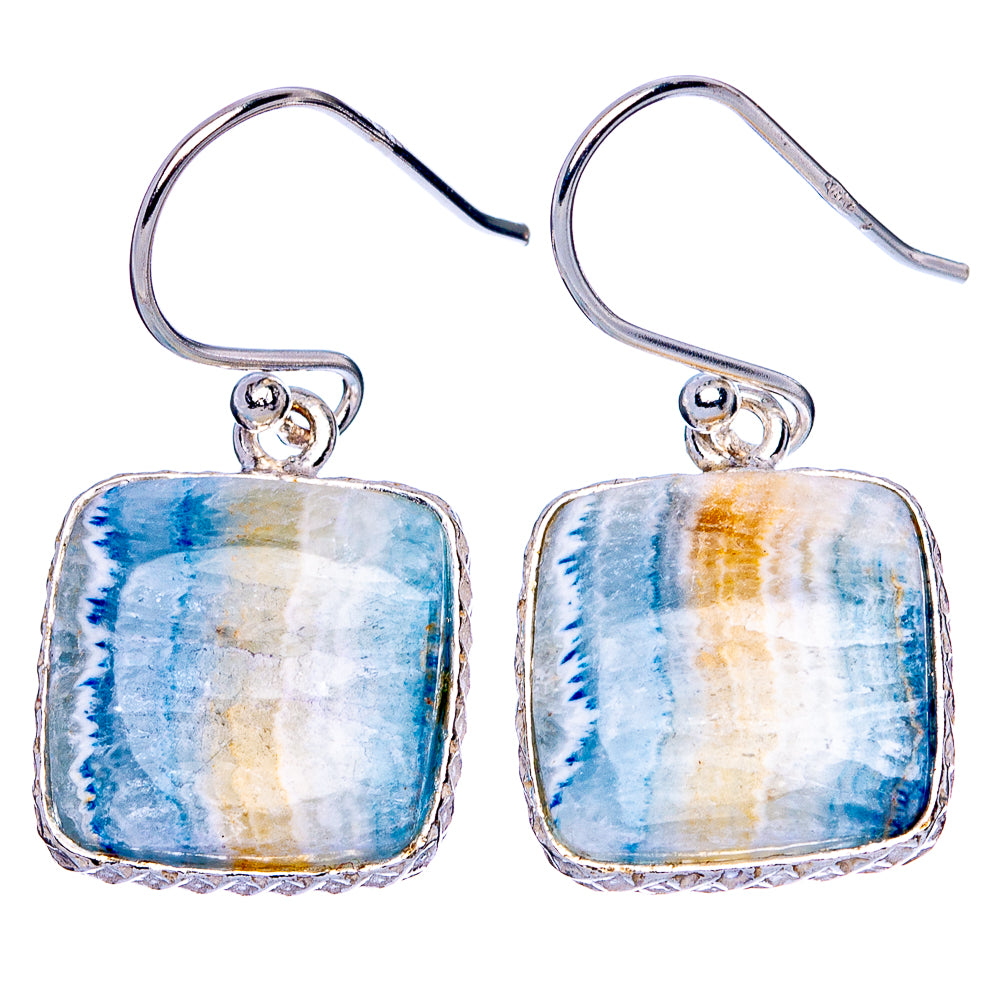 Blue Scheelite Earrings 1 1/8" (925 Sterling Silver) E1919