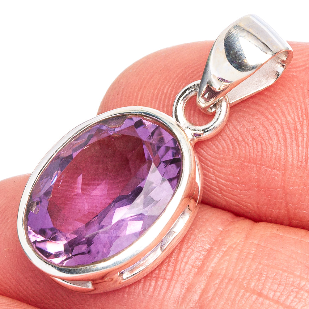 Faceted Amethyst Pendant 1 1/8" (925 Sterling Silver) P40561