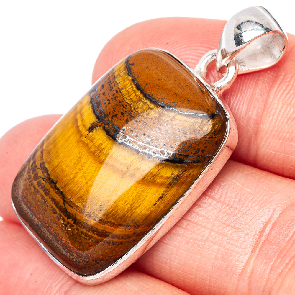 Tiger Eye Pendant 1 3/8" (925 Sterling Silver) P42849
