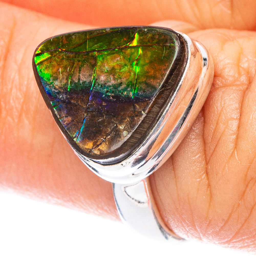 Rare Ammolite Ring Size 6 (925 Sterling Silver) R7202