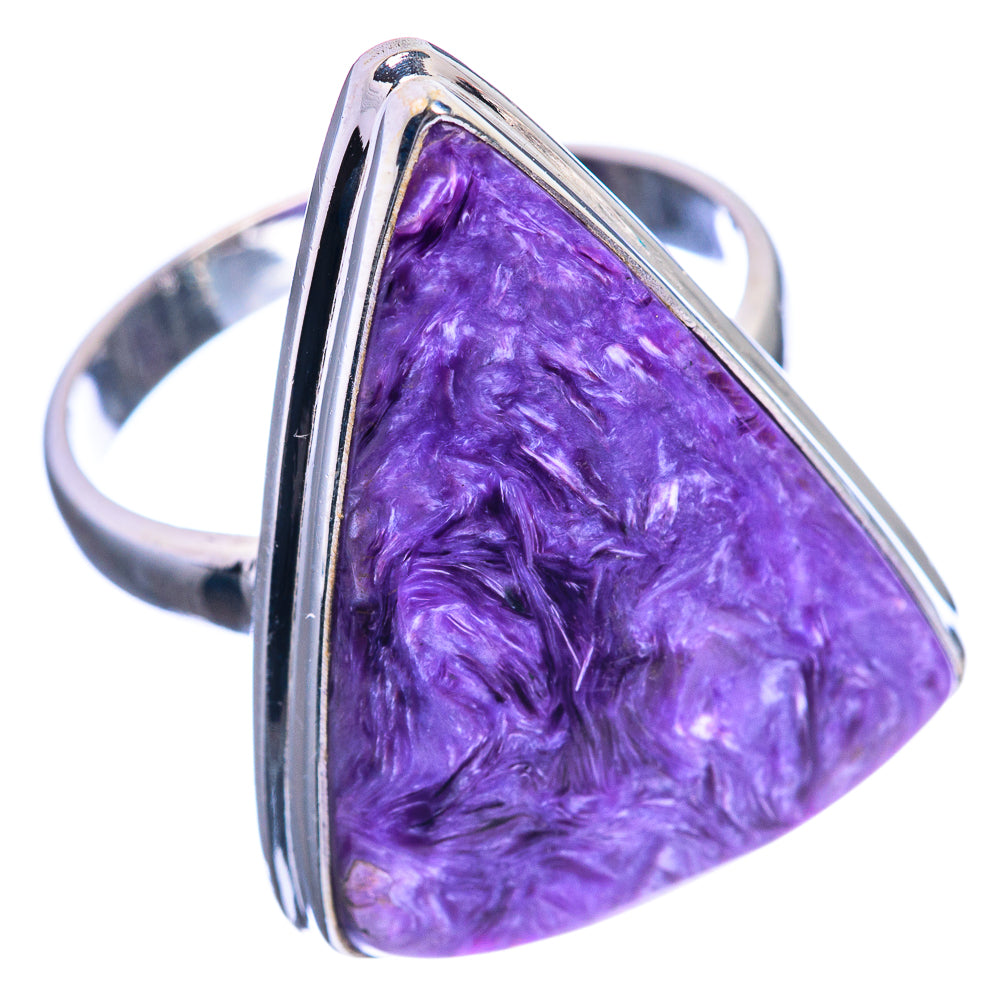 Large Charoite 925 Sterling Silver Ring Size 10
