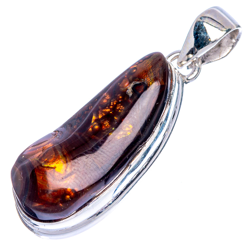 Rare Mexican Fire Agate Pendant 1 5/8" (925 Sterling Silver) P40545