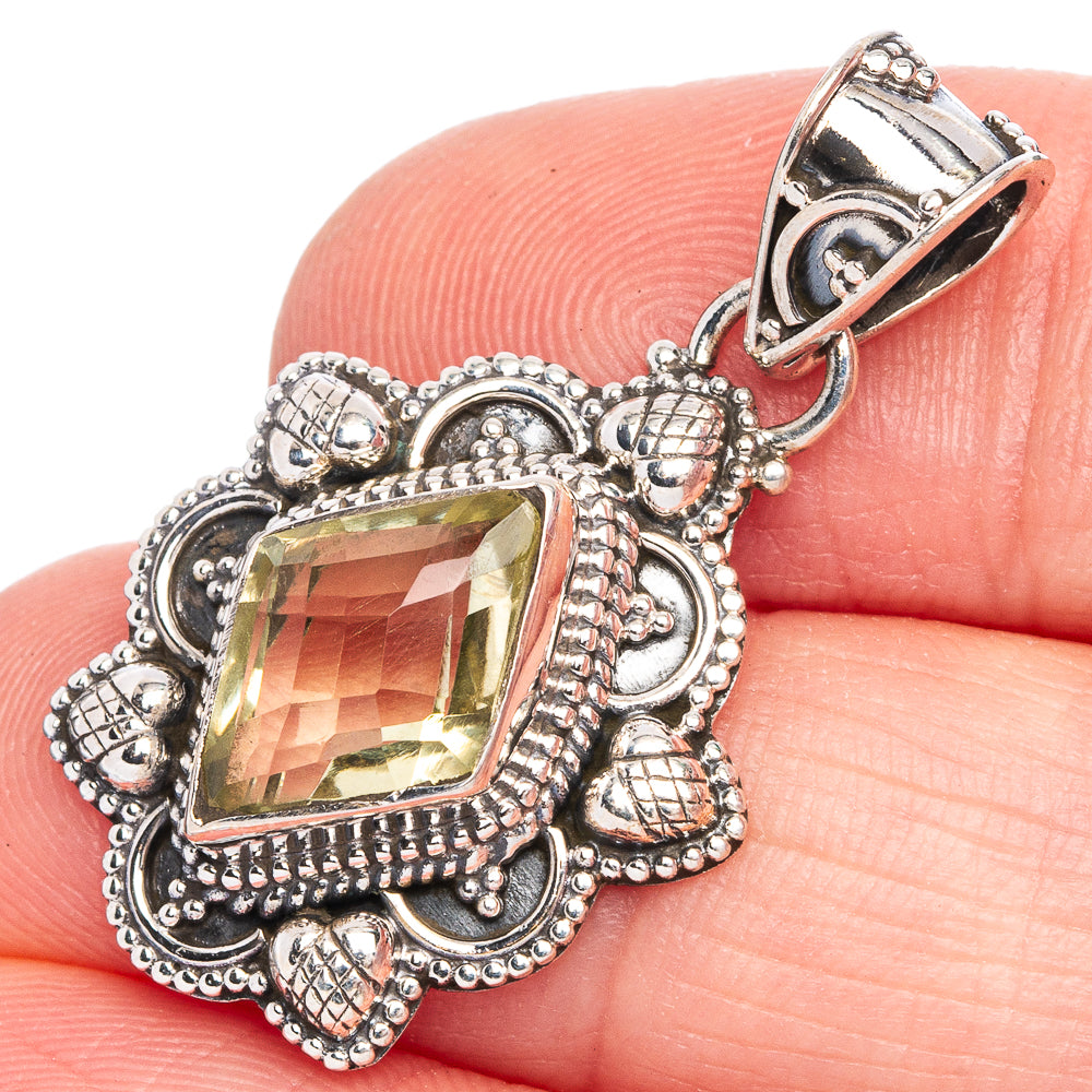 Lemon Quartz Pendant 1 1/4" (925 Sterling Silver) P40335