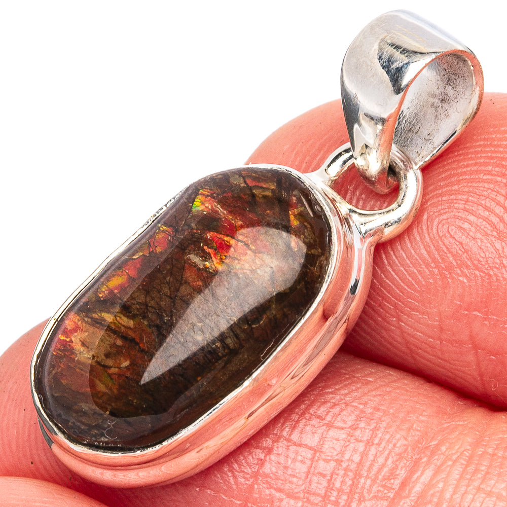 Rare Ammolite Pendant 1 1/8" (925 Sterling Silver) P43405