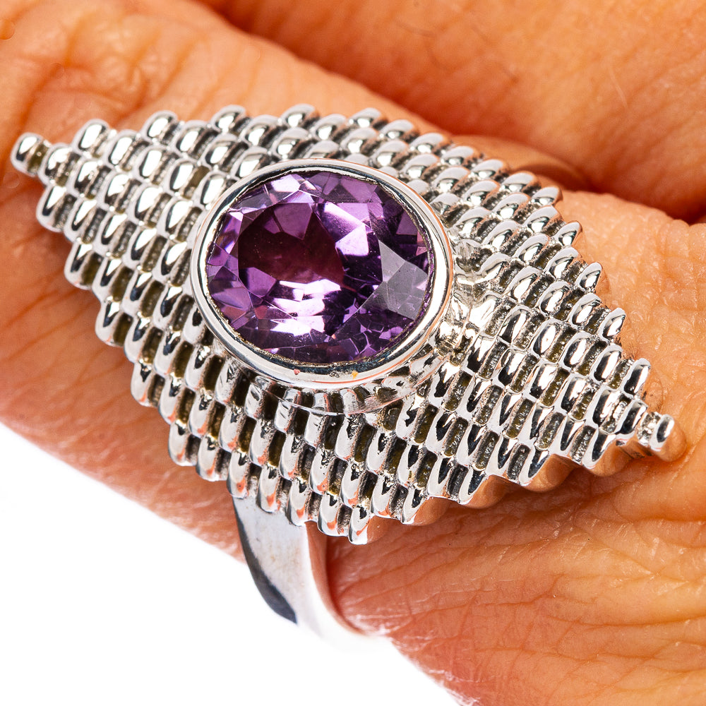 Large Faceted Amethyst Ring Size 9 (925 Sterling Silver) R146459