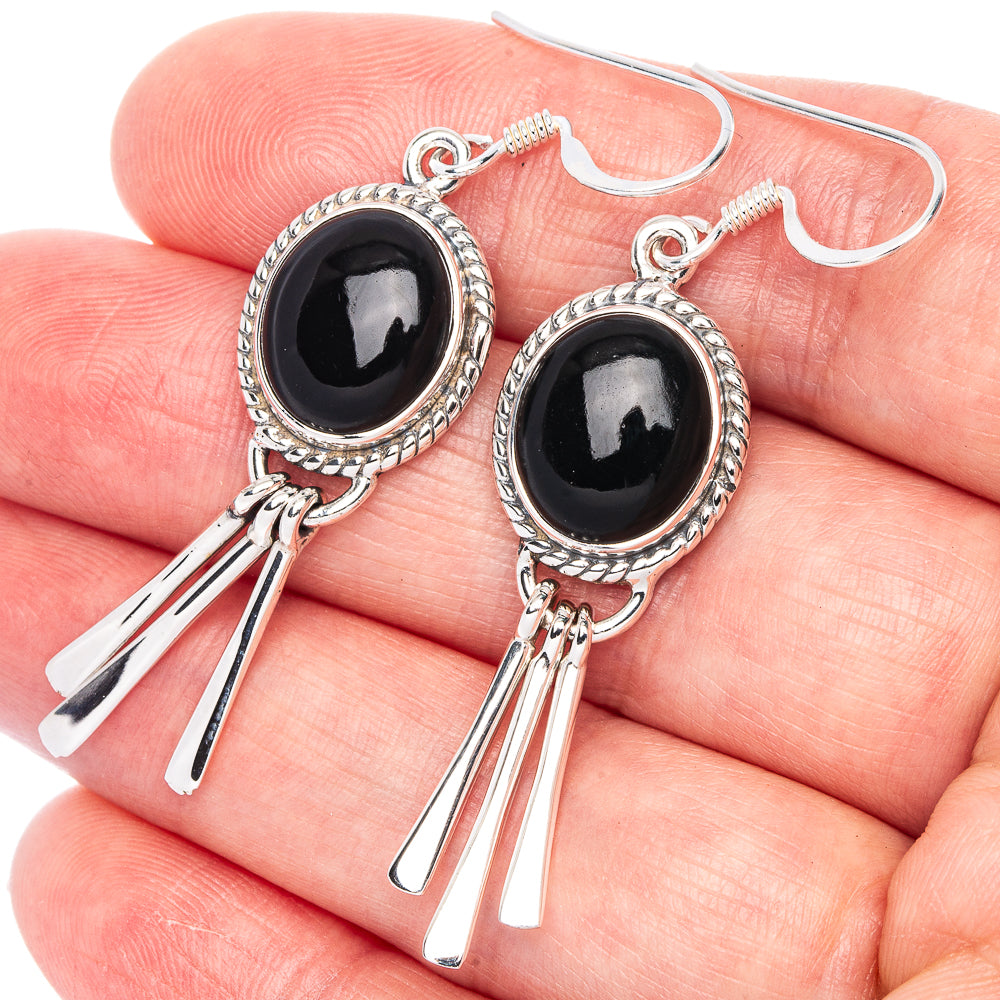 Premium Black Onyx Earrings 2 1/8" (925 Sterling Silver) E1203