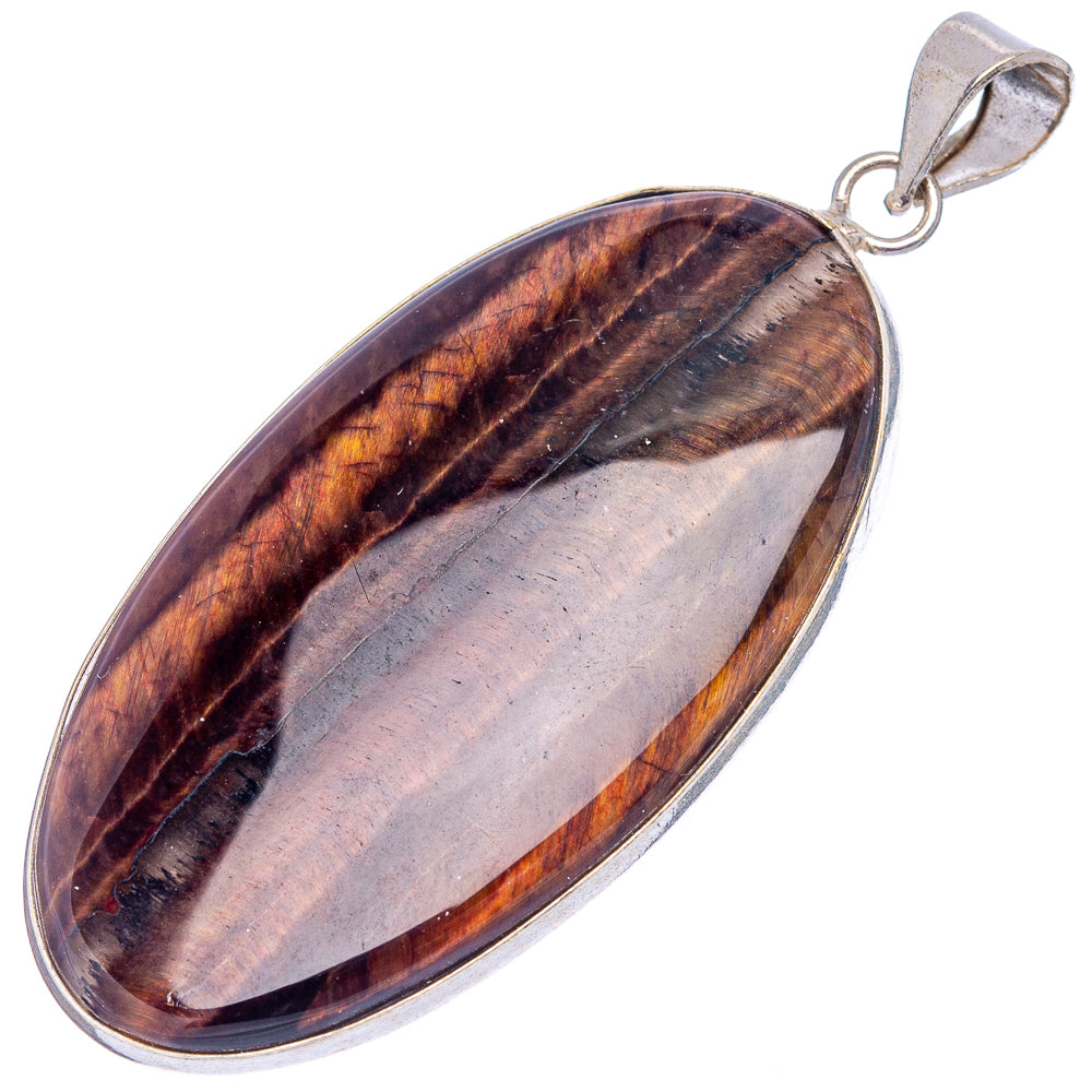 Tiger's Eye Pendant 2 3/8" (Silver Plated)