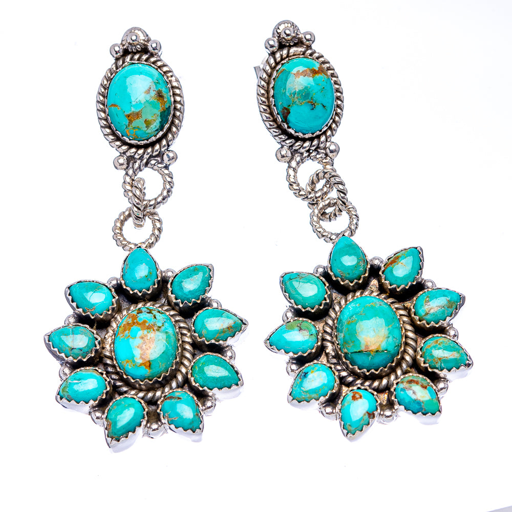 Premium Mohave Turquoise Earrings 2 5/8" (.925 Sterling Silver)