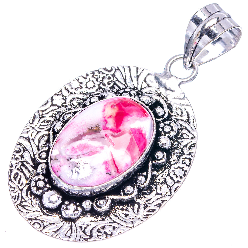 Pink Dendritic Opal Pendant 2 1/8" (German Silver)