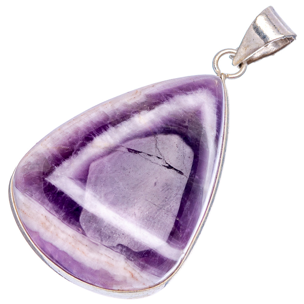 Chevron Amethyst Pendant 1 7/8" (Silver Plated)