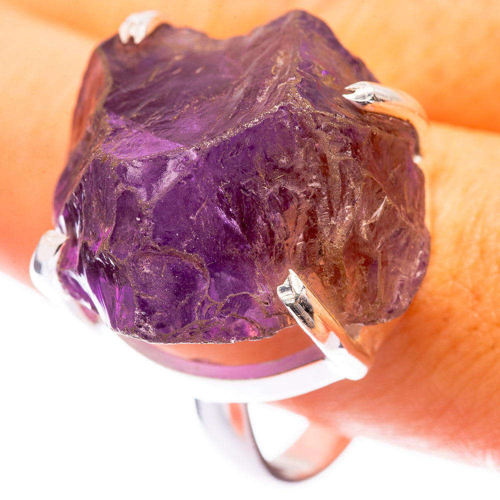 Large Raw Amethyst Ring Size 10.75 (925 Sterling Silver) R141370
