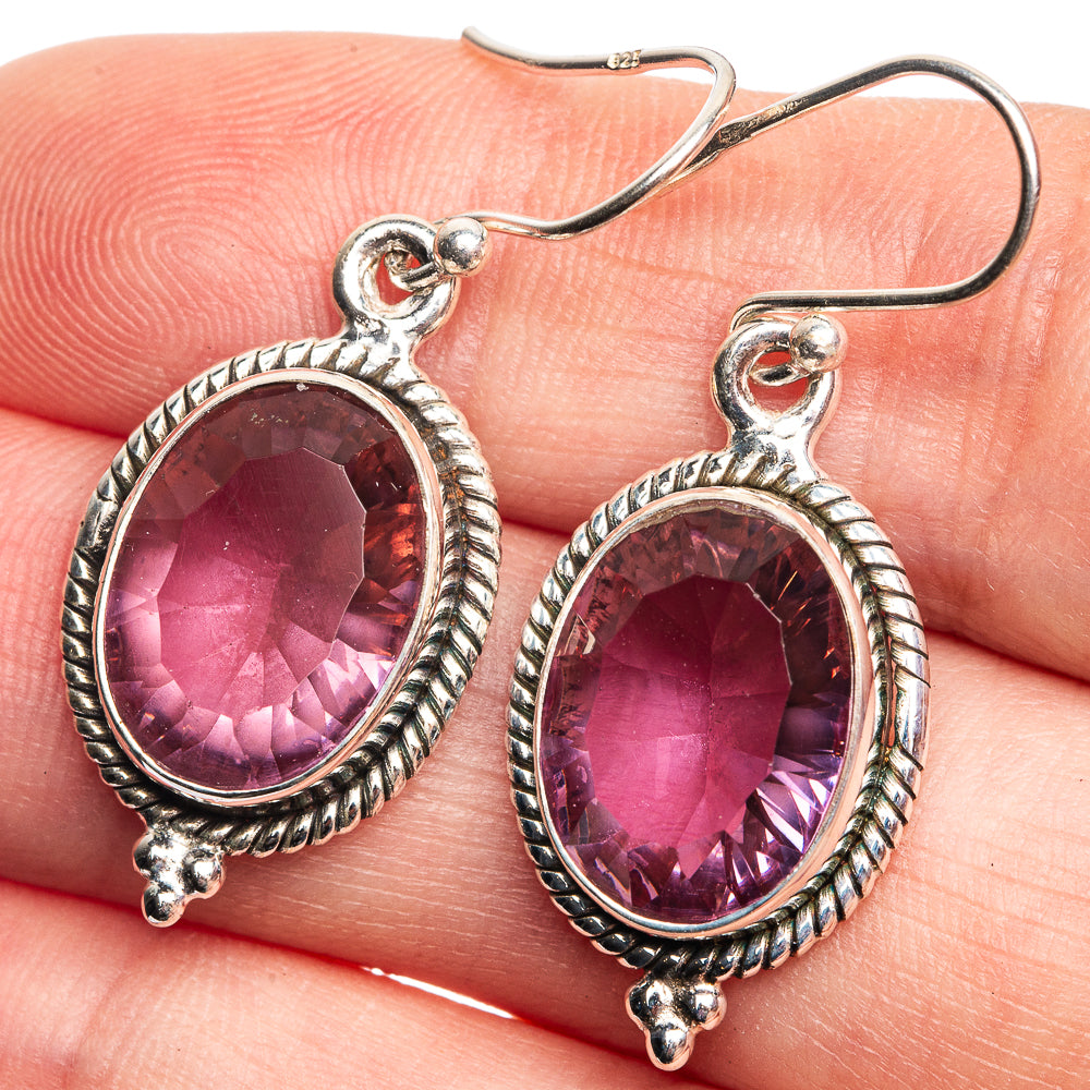 Faceted Color Change Alexandrite (Lab.) Earrings 1 1/2" (925 Sterling Silver) E432645