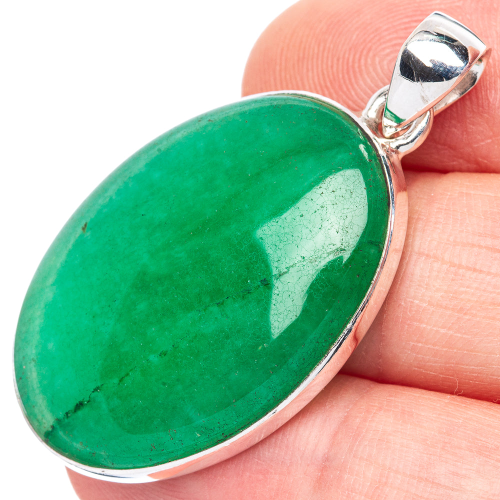 Green Onyx Pendant 1 5/8" (925 Sterling Silver) P42145