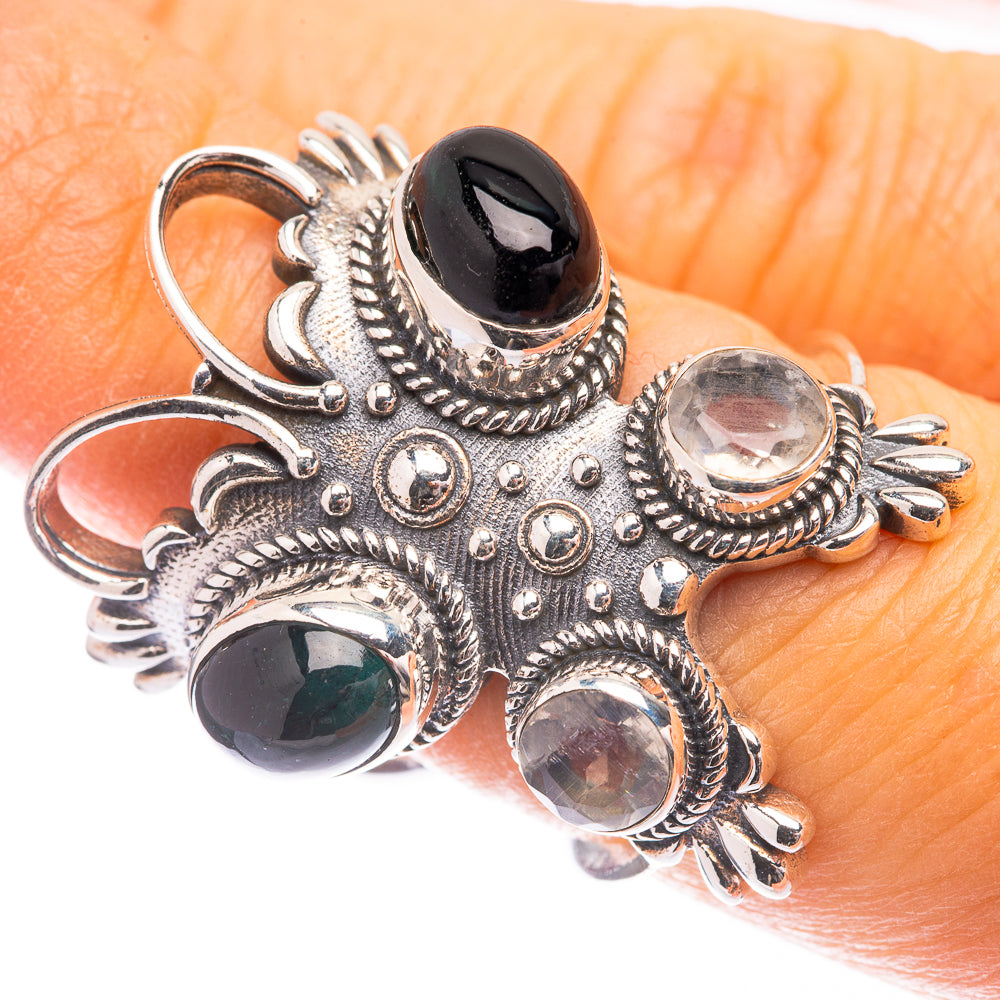Large Green Aventurine, White Quartz Ring Size 6.5 (925 Sterling Silver) R141595