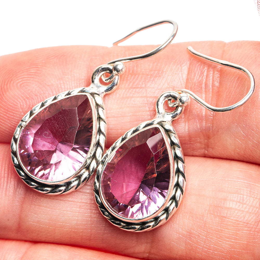 Color Change Alexandrite (Lab.) Earrings 1 3/8" (925 Sterling Silver) E432774
